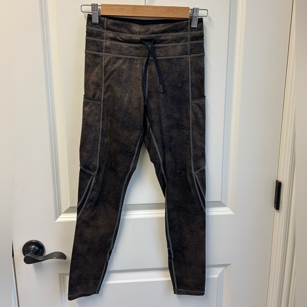 Zyia Distressed Copper Pocket Drawstring Luxe leggings